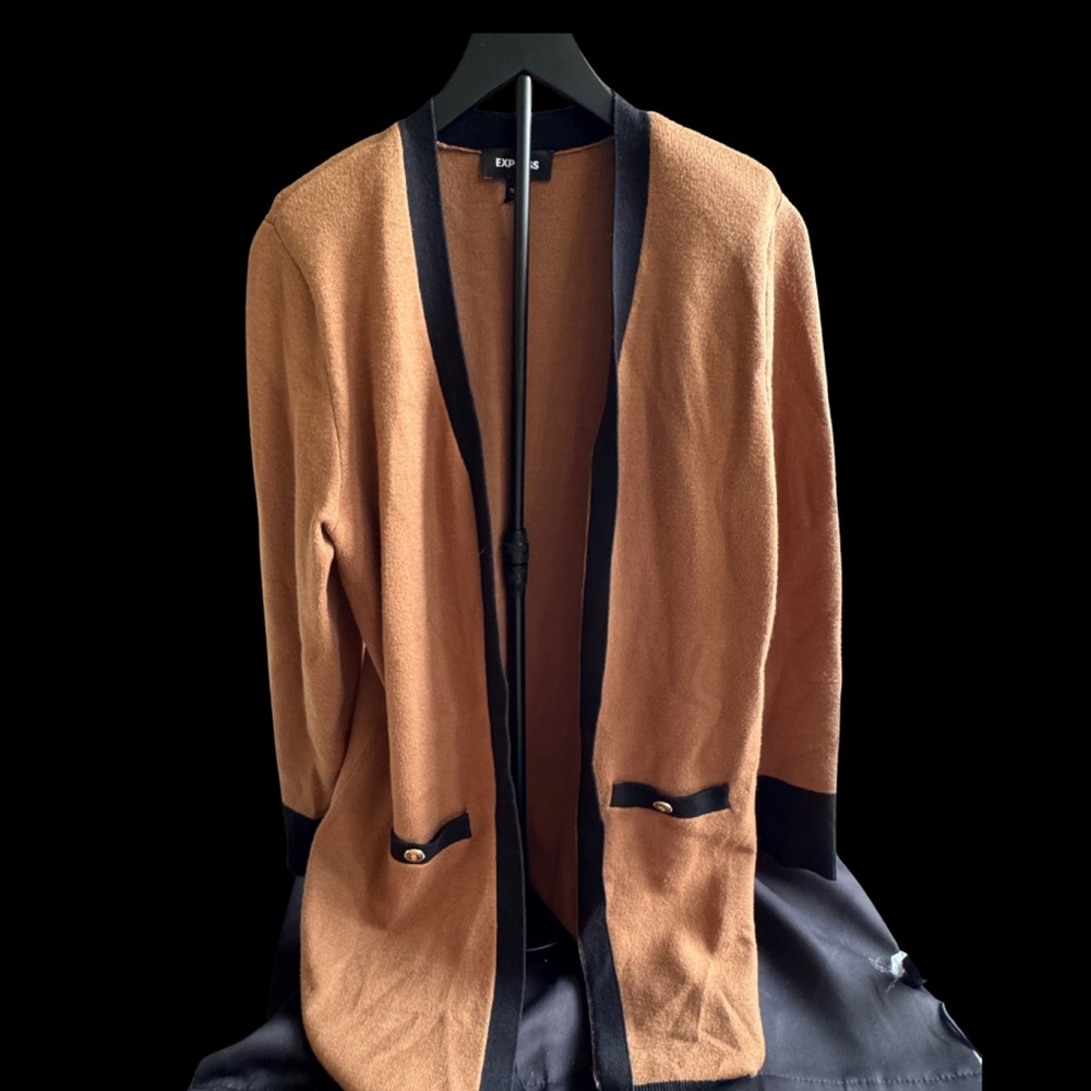 Express Tipped Novelty Button Sweater Jacket